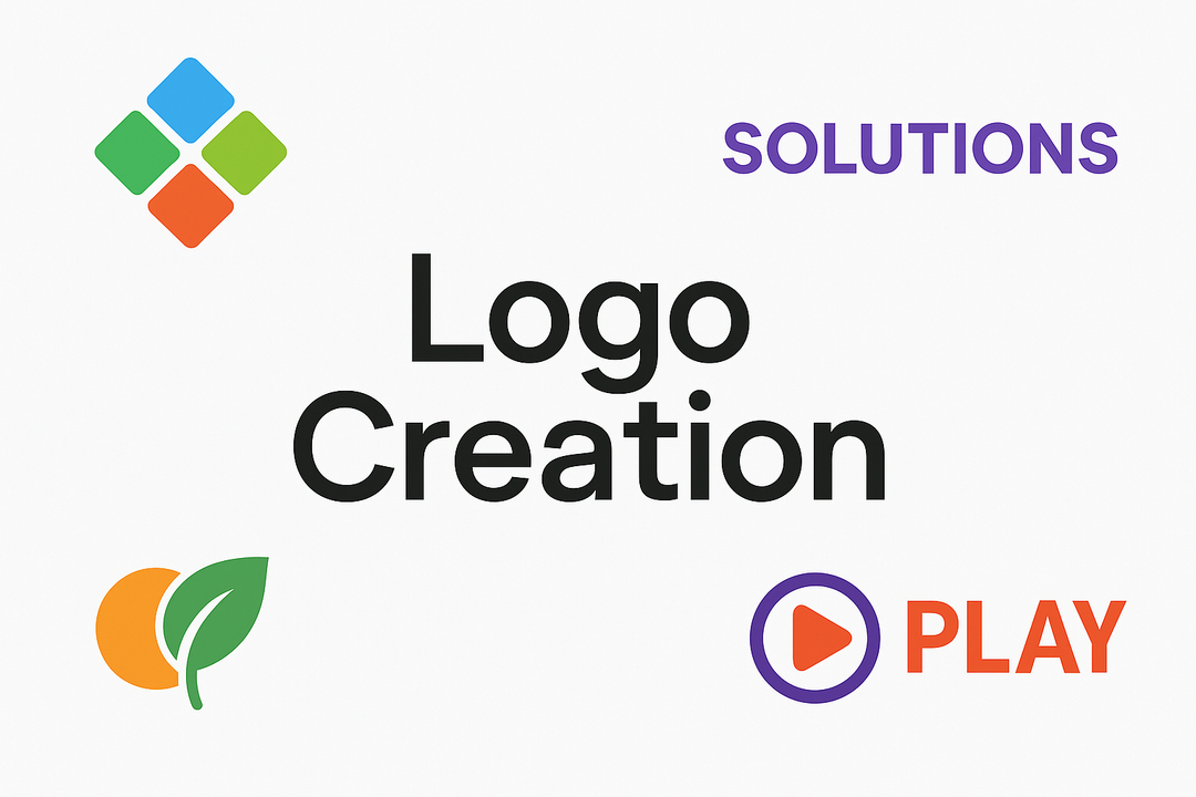 4 images color of logo or pictures and in the middle write  Logo Creation
